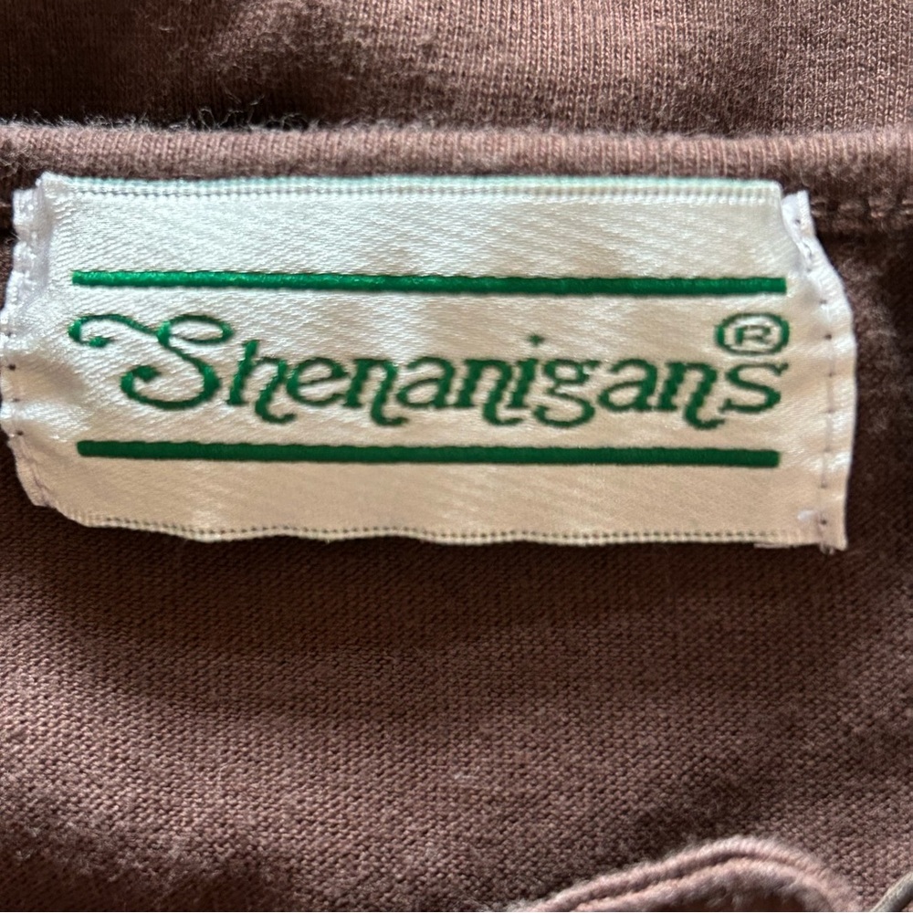 Shenanigans Brown‎ Embroidered Floral 3/4 Sleeve Knit Top Womens Large Boho - Picture 7 of 9